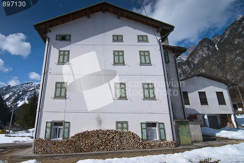 Image of Snow on the Dolomites Mountains, Italy