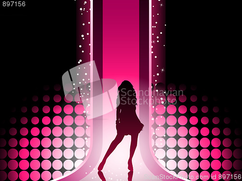 Image of Sexy fashion girl in beautiful and colorful catwalk. 