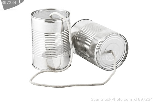 Image of cans telephone connected by string