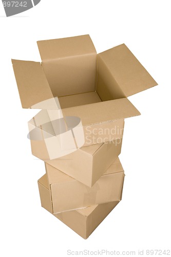 Image of Brown cardboard boxes arranged in stack