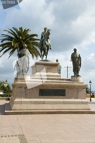 Image of statue Napoleon and his brothers Diamant Square Ajaccio Corsica