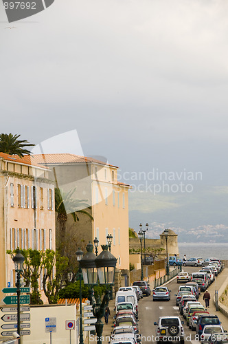 Image of boulevard mediterranean sea ajaccio corsica france