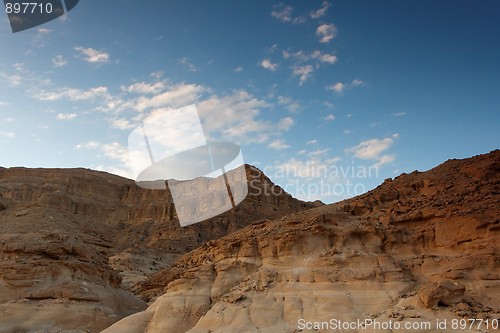 Image of Rocky desert landscape at sunset