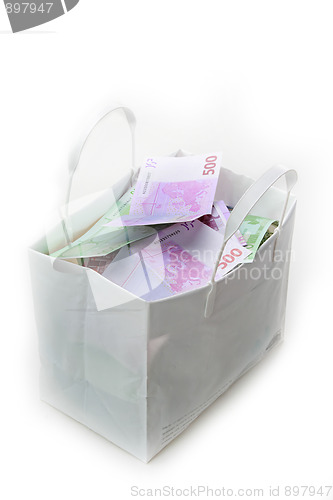 Image of The gift bag is filled with money