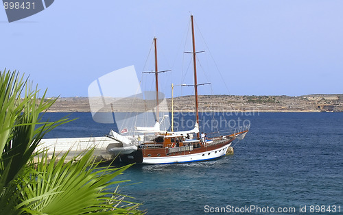 Image of Sailing boat yacht in Mediterranean sea