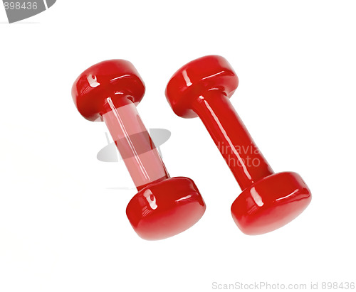 Image of Red fitness dumbbells