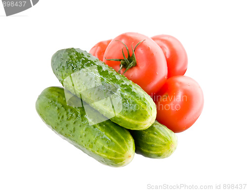 Image of Fresh tomatoes and cucumbers