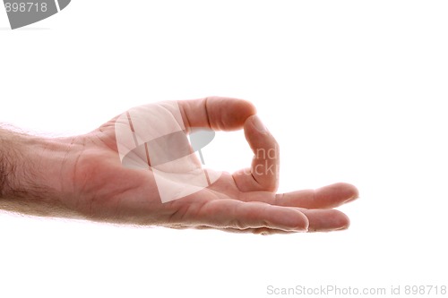 Image of yogic gyan hand position isolated on white