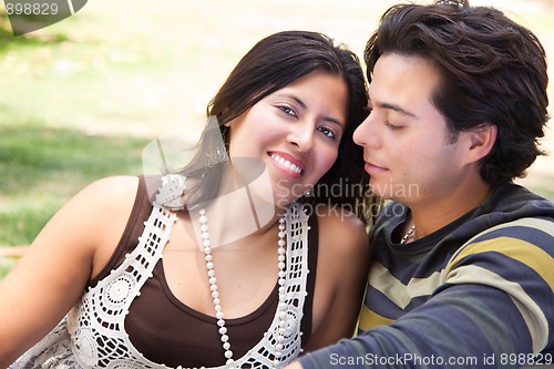 Image of Attractive Hispanic Couple Portrait Outdoors