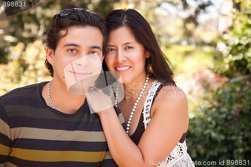 Image of Attractive Hispanic Couple Portrait Outdoors