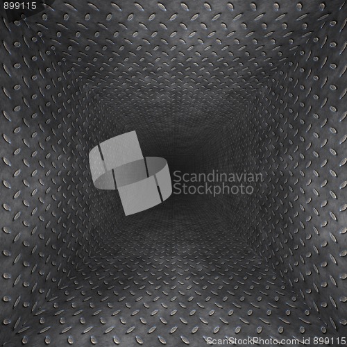 Image of diamond plate metal tunnel