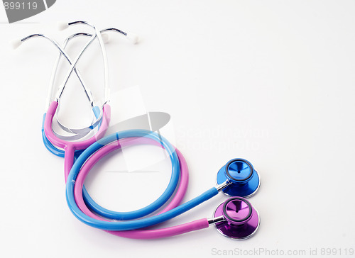 Image of pink and blue stethoscopes