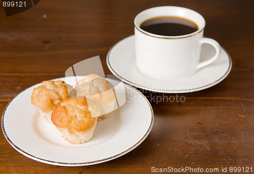 Image of coffee and muffins on table