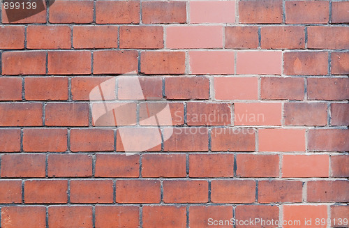Image of Old dirty brick wall with new another colour bricks