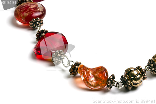 Image of Beautiful red string of beads closeup 