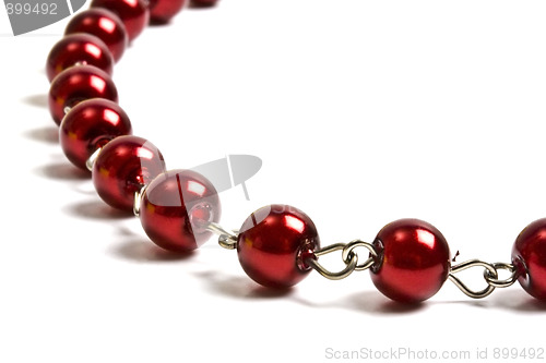 Image of Beautiful red string of beads closeup 