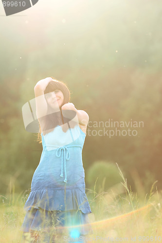 Image of Woman in blue dress