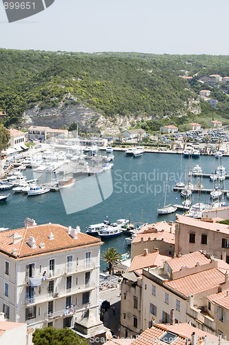 Image of harbor marina lower town Bonifacio Corsica