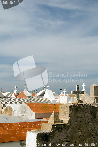 Image of rooftop crypts marine cemetery old town bonifacio corsica