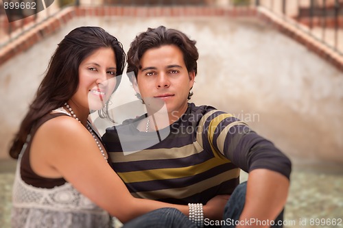 Image of Attractive Hispanic Couple Portrait Outdoors