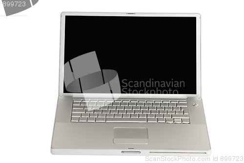 Image of front view of silver laptop