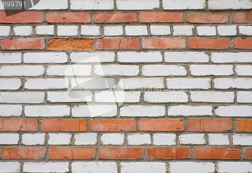 Image of Old dirty white and red brick wall 