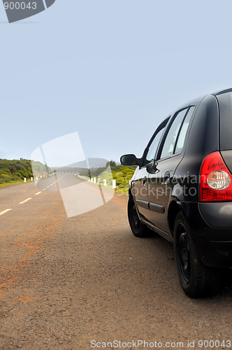 Image of Car parked on road , Plateau of Parque natural de Madeira, Madeira island,  Portugal