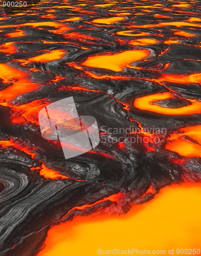 Image of molten lava or magma from volcano