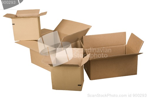 Image of open brown cardboard boxes