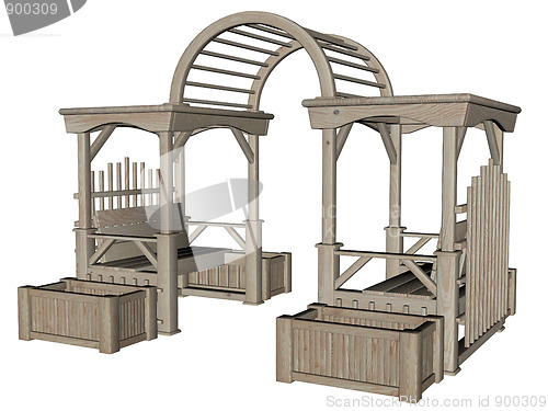 Image of 3D rendered garden furniture