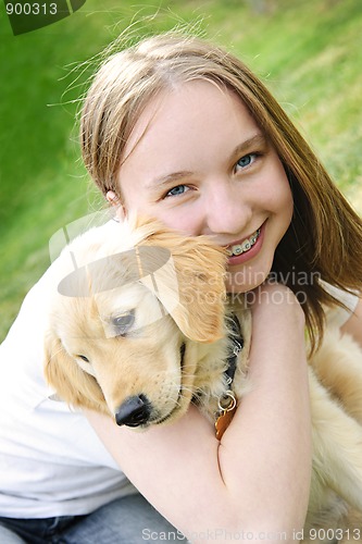 Image of Girl with puppy