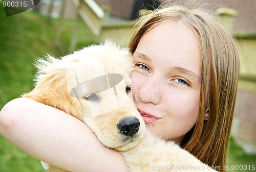 Image of Girl with puppy