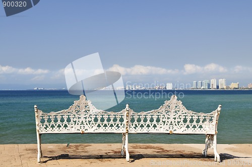 Image of Bench on Malecon in Puerto Vallarta, Mexico