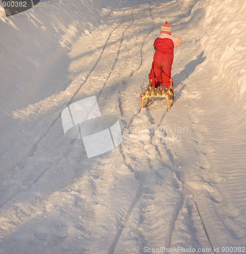 Image of Child pulling sleigh