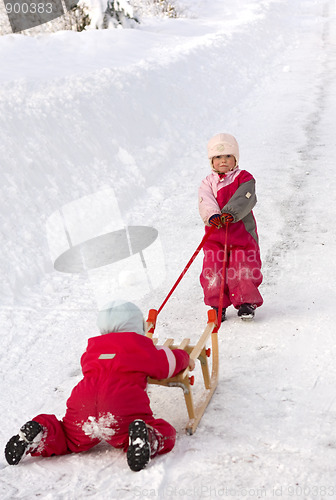 Image of Children pulling sleigh