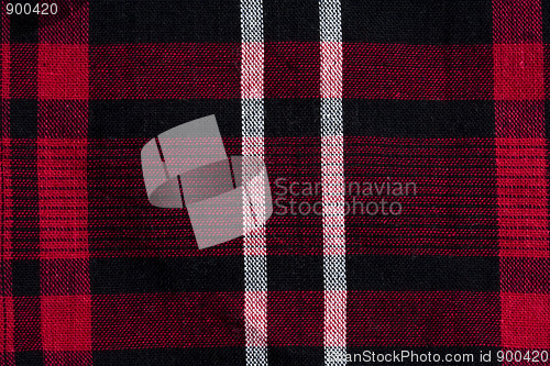 Image of  texture of red-black checkered fabric 