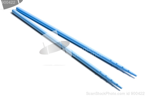 Image of Blue chopsticks isolated on white 