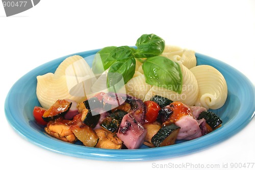 Image of Seafood and vegetables with pasta