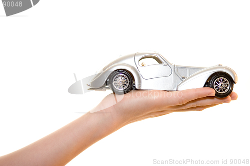 Image of Car toy on palm