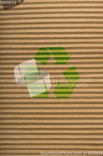 Image of brown cardboard texture and recycling sign