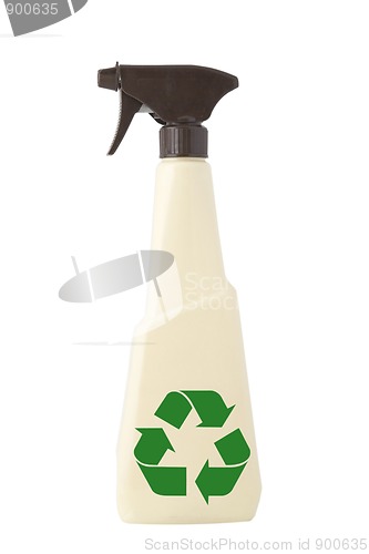 Image of CLEANING TAN SPRAY and recycling sign