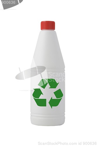 Image of white bottle, with recycling sign