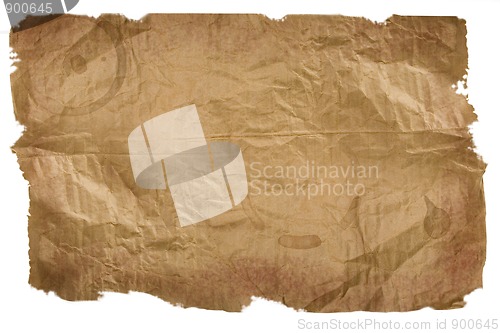 Image of Piece of brown paper, torn on white