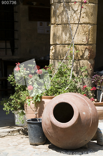 Image of street scene inside historic architecture lefkosia cyprus