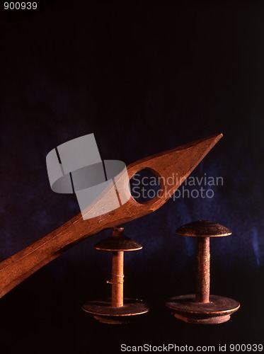 Image of Parts of old spinning-wheel