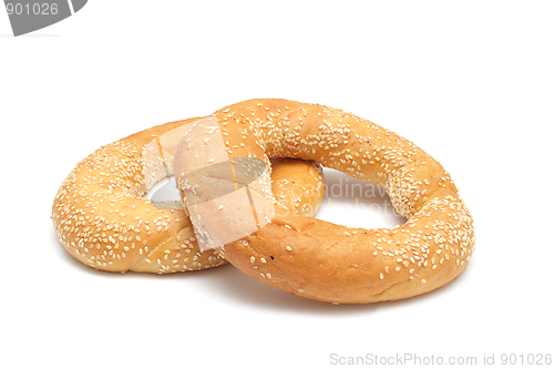 Image of Two bagels isolated on white