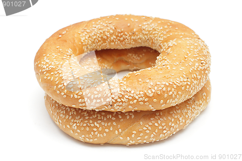 Image of Two bagels isolated on white