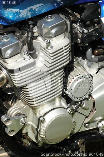 Image of Side view of an engine of motorcycle