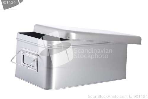 Image of open silver steel box