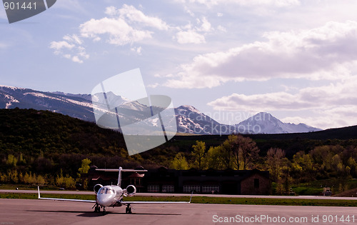Image of Private jet and Mountains